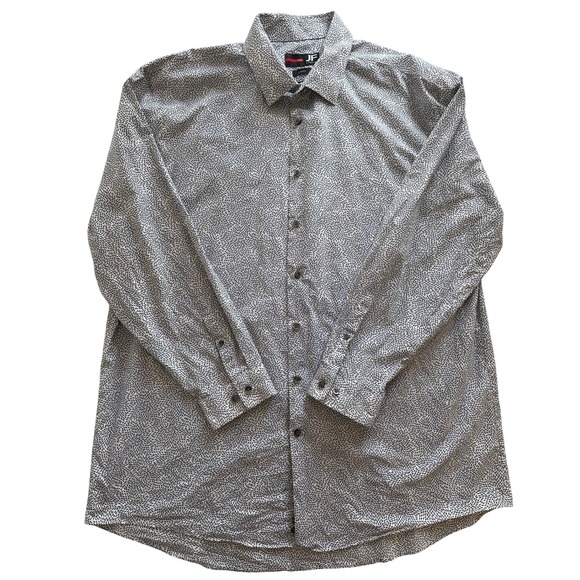 J.Ferrar XXL 2XL White & Black Shirt Long Sleeve Pattern Dress Men's Button Down - Picture 1 of 7